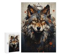 Jigsaw Puzzle 300 PCS Boho Wolf Portrait Jigsaws for Adults Puzzle Birthday Present Difficult And Challenge Challenging Game Gifts 300 PCS