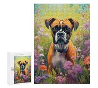 Jigsaw Puzzle 300 PCS Boxer in Wildflowers Jigsaws for Adults Toy Wall Decor Difficult Hard Unique Gifts for Birthday And Christmas 300 PCS