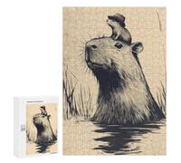 Jigsaw Puzzle 300 PCS Capybara with Hat And Friend Jigsaws for Adults Toy Wall Decor Pattern Assembly Deal As Gifts for The Whole Family 300 PCS