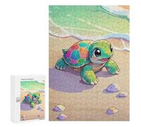 Jigsaw Puzzle 300 PCS Cartoon Turtle Beach Jigsaws for Adults Anti-Stress Toys Staycation Kill Time Help The Brain Exercise 300 PCS