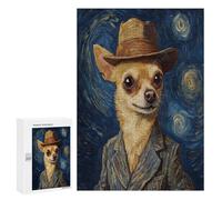Jigsaw Puzzle 300 PCS Chihuahua in Starry Night Jigsaws for Adults Puzzle Birthday Present Difficult And Challenge Challenging Game Gifts 300 PCS