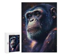 Jigsaw Puzzle 300 PCS Chimpanzee Galaxy Portrait Jigsaws for Adults Puzzle Birthday Present Difficult And Challenge Challenging Game Gifts 300 PCS