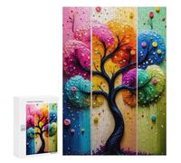 Jigsaw Puzzle 300 PCS Colorful Abstract Tree Art Jigsaw Puzzles for Teenagerss Hand Speed Race Fun Activities at Home Challenging Game And Family Play 300 PCS