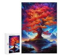 Jigsaw Puzzle 300 PCS Colorful Big Tree at Lake Jigsaws for Adults Toy Wall Decor Pattern Assembly Deal As Gifts for The Whole Family 300 PCS
