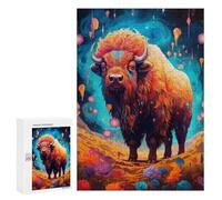 Jigsaw Puzzle 300 PCS Colorful Bison Fantasy Scene Jigsaws for Adults Toy Wall Decor Difficult Hard Unique Gifts for Birthday And Christmas 300 PCS