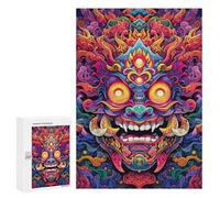 Jigsaw Puzzle 300 PCS Colorful Demon Mask Art Print Adult Jigsaw Puzzles Enhance Memory Parent-child Interaction Brainteaser Family Games 300 PCS