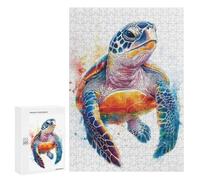 Jigsaw Puzzle 300 PCS Colorful Sea Turtle Watercolor Adult Puzzles Toy Wall Decor Birthday Present Deal As Gifts for The Whole Family 300 PCS