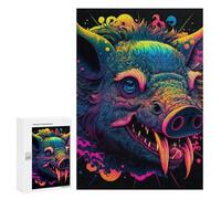 Jigsaw Puzzle 300 PCS Colorful Wild Boar Art Print Jigsaws for Adults Puzzle Birthday Present Difficult And Challenge Challenging Game Gifts 300 PCS