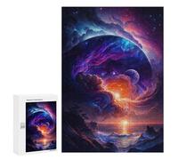 Jigsaw Puzzle 300 PCS Cosmic Sunset Ocean-1 Puzzles for Teenagerss Stress Reliever Educational Challenge Unique Birthday And Gifts 300 PCS