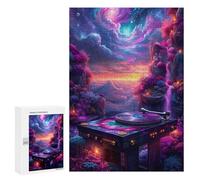 Jigsaw Puzzle 300 PCS Cosmic Turntable Vinyl Record Player Jigsaws for Adults Toy Wall Decor Pattern Assembly Deal As Gifts for The Whole Family 300 PCS
