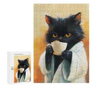 Jigsaw Puzzle 300 PCS Cute Cat Drinking Tea Adult Jigsaw Puzzles Enhance Memory Parent-child Interaction Brainteaser Family Games 300 PCS