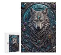 Jigsaw Puzzle 300 PCS Cybernetic Wolf Portrait Puzzles for Teenagerss Stress Reliever Educational Challenge Unique Birthday And Gifts 300 PCS