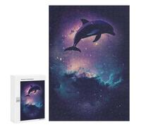 Jigsaw Puzzle 300 PCS Dolphin Silhouette Galaxy Adult Puzzles Toy Wall Decor Birthday Present Deal As Gifts for The Whole Family 300 PCS