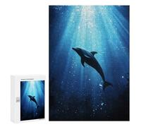 Jigsaw Puzzle 300 PCS Dolphin Silhouette Underwater Jigsaws for Adults Puzzle Birthday Present Difficult And Challenge Challenging Game Gifts 300 PCS