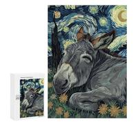 Jigsaw Puzzle 300 PCS Donkey in Starry Night Style Adult Puzzles Toy Wall Decor Birthday Present Deal As Gifts for The Whole Family 300 PCS