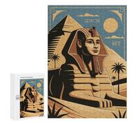 Jigsaw Puzzle 300 PCS Egyptian Sphinx And Pyramid Illustration Jigsaws for Adults Toy Wall Decor Pattern Assembly Deal As Gifts for The Whole Family 300 PCS