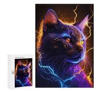 Jigsaw Puzzle 300 PCS Electric Cat Energy Jigsaws for Adults Toy Wall Decor Difficult Hard Unique Gifts for Birthday And Christmas 300 PCS