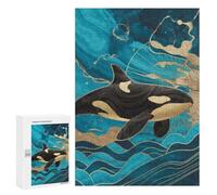 Jigsaw Puzzle 300 PCS Elegant Orca Whale in Ocean Jigsaws for Adults Toy Wall Decor Pattern Assembly Deal As Gifts for The Whole Family 300 PCS