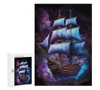 Jigsaw Puzzle 300 PCS Fantasy Pirate Ship Art Print Puzzles for Teenagerss Stress Reliever Educational Challenge Unique Birthday And Gifts 300 PCS