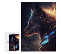 Jigsaw Puzzle 300 PCS Flame-Wolf Portrait Jigsaws for Adults Toy Wall Decor Difficult Hard Unique Gifts for Birthday And Christmas 300 PCS