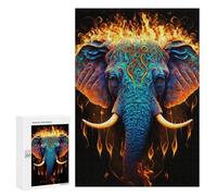 Jigsaw Puzzle 300 PCS Flaming Elephant Artwork Jigsaws for Adults Anti-Stress Toys Staycation Kill Time Help The Brain Exercise 300 PCS