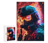 Jigsaw Puzzle 300 PCS Flaming Soldier Artwork Jigsaws for Adults Toy Wall Decor Difficult Hard Unique Gifts for Birthday And Christmas 300 PCS