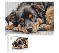 Jigsaw Puzzle 300 PCS for Adults Adorable Australian Shepherd Pup Jigsaw Puzzle Family Game Difficult Hard Deal As Gifts for The Whole Family 300 PCS