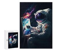Jigsaw Puzzle 300 PCS for Adults Astronaut Holding Brush Jigsaw for Adults Hands-on Game Wall Decoration Help The Brain Exercise 300 PCS