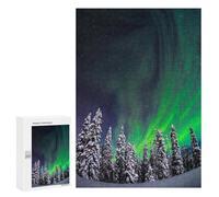 Jigsaw Puzzle 300 PCS for Adults Aurora Borealis Over Snow-Covered Trees Jigsaw for Adults Toy Wall Decor Home Decoration for Birthday, Chrismas 300 PCS