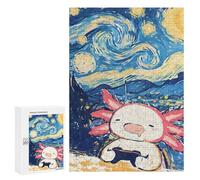 Jigsaw Puzzle 300 PCS for Adults Axolotl Gaming Starry Night Puzzle for Adults Toy Wall Decor Perfect Decoration Stress Reduction Gifts 300 PCS