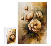 Jigsaw Puzzle 300 PCS for Adults Beige Flowers Abstract Art Puzzles for Adults Relaxing Games Presents for Women for Birthday, Chrismas 300 PCS