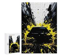 Jigsaw Puzzle 300 PCS for Adults Black Car with Yellow Splatter Effect Jigsaws for Adults DIY Toys But Fun And Humorous for Birthday, Chrismas 300 PCS