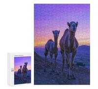 Jigsaw Puzzle 300 PCS for Adults Camel Family at Sunset Jigsaw for Adults Hands-on Game Wall Decoration Help The Brain Exercise 300 PCS