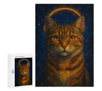 Jigsaw Puzzle 300 PCS for Adults Celestial Tabby Cat Portrait Puzzle for Adults Toy Wall Decor Perfect Decoration Stress Reduction Gifts 300 PCS
