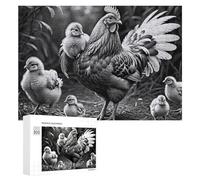Jigsaw Puzzle 300 PCS for Adults Chicken Family Farm Scene Jigsaw Puzzle Family Game Difficult Hard Deal As Gifts for The Whole Family 300 PCS