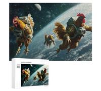 Jigsaw Puzzle 300 PCS for Adults Chickens in Space Suit Jigsaw Puzzle Family Game Difficult Hard Deal As Gifts for The Whole Family 300 PCS