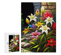Jigsaw Puzzle 300 PCS for Adults Colorful Garden Lilies Jigsaw for Adults Hands-on Game Wall Decoration Help The Brain Exercise 300 PCS