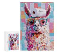 Jigsaw Puzzle 300 PCS for Adults Colorful Llama with Toilet Paper Hat Jigsaw for Adults Toy Wall Decor Home Decoration for Birthday, Chrismas 300 PCS