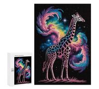 Jigsaw Puzzle 300 PCS for Adults Cosmic Giraffe Illustration Puzzle for Adults Toy Wall Decor Perfect Decoration Stress Reduction Gifts 300 PCS