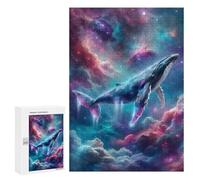 Jigsaw Puzzle 300 PCS for Adults Cosmic Whale in Nebula Clouds Adult Jigsaw Puzzle Relaxing Games Precision Cutting Deal As Gifts for The Whole Family 300 PCS