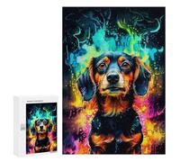 Jigsaw Puzzle 300 PCS for Adults Dachshund in Neon Colors Adult Jigsaw Puzzle Relaxing Games Precision Cutting Deal As Gifts for The Whole Family 300 PCS