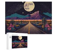 Jigsaw Puzzle 300 PCS for Adults Desert Road to The Stars Jigsaw Puzzle Family Game Difficult Hard Deal As Gifts for The Whole Family 300 PCS