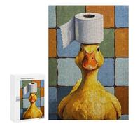 Jigsaw Puzzle 300 PCS for Adults Duck with Toilet Paper Hat Painting Jigsaw for Adults Toy Wall Decor Home Decoration for Birthday, Chrismas 300 PCS