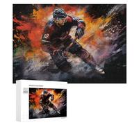 Jigsaw Puzzle 300 PCS for Adults Dynamic Hockey Player in Action Jigsaw Puzzle Family Game Difficult Hard Deal As Gifts for The Whole Family 300 PCS
