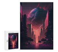 Jigsaw Puzzle 300 PCS for Adults Dystopian Cityscape Neon Dreams -1 Jigsaw for Adults Toy Wall Decor Home Decoration for Birthday, Chrismas 300 PCS