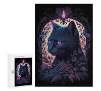 Jigsaw Puzzle 300 PCS for Adults Enchanted Black Cat Portrait Jigsaw for Adults Toy Wall Decor Home Decoration for Birthday, Chrismas 300 PCS