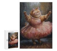 Jigsaw Puzzle 300 PCS for Adults Fat Cat Funny Dancing Puzzles for Adults Relaxing Games Presents for Women for Birthday, Chrismas 300 PCS
