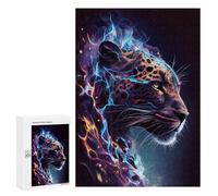 Jigsaw Puzzle 300 PCS for Adults Flame Leopard Portrait Jigsaw for Adults Toy Wall Decor Home Decoration for Birthday, Chrismas 300 PCS