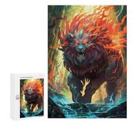 Jigsaw Puzzle 300 PCS for Adults Flaming Beast in Forest Jigsaw for Adults Toy Wall Decor Home Decoration for Birthday, Chrismas 300 PCS