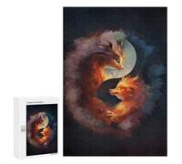 Jigsaw Puzzle 300 PCS for Adults Fox Yin Yang Puzzles for Adults Relaxing Games Presents for Women for Birthday, Chrismas 300 PCS